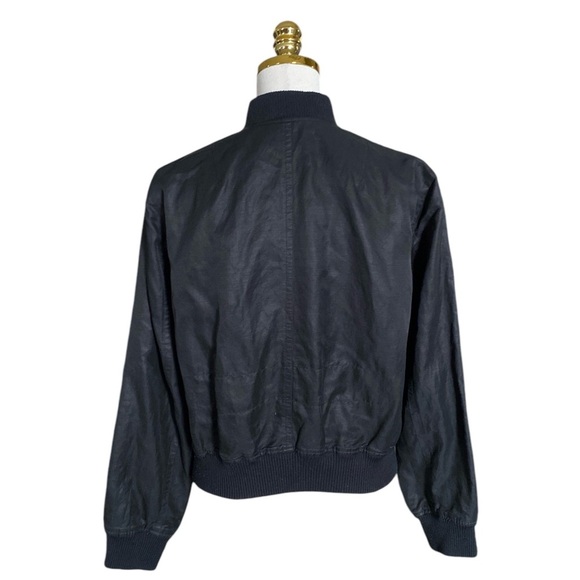 VINCE Classic Sleek Linen Blend Cropped Black Bomber Jacket Womens Size S - Picture 9 of 12